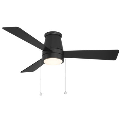Hug 52" 3-Blade Pull Chain Flush Mount Ceiling Fan With 2700K-3000K-4000K-5000K Selectable LED Light Kit