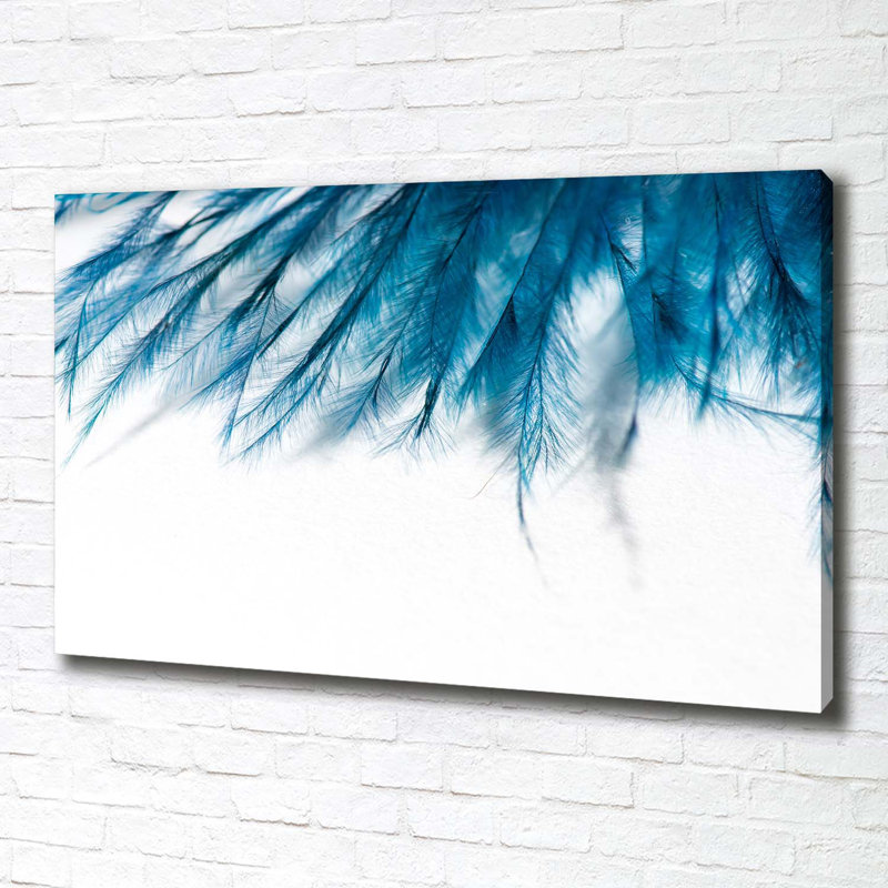 Blue Feathers - No Frame Print on Canvas