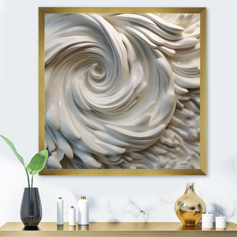 " Cream Spiral Nebula I ", Gold Single Picture Framed, 36" H x 36" W x 1.5" D