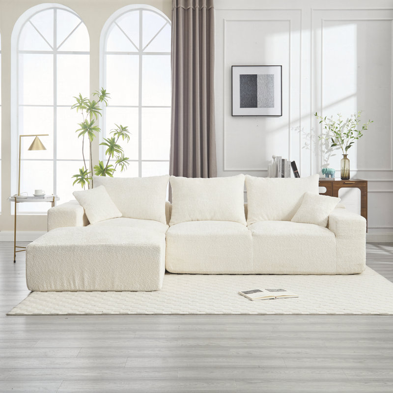 Canapé modulaire l 108,27 po Boucle, Beige Boucle