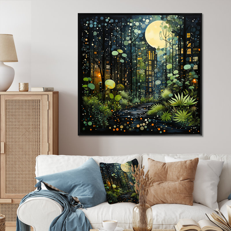 Green Yellow Urban Jungle II - Abstract Collages Canvas Prints, H 36 po x l 36 po x P 1,5 po, Cadre flottant noir
