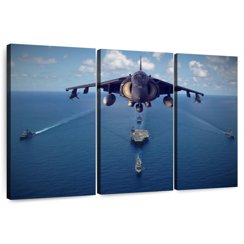 Navires et jet militaire Mait, H 24 po x l 38 po