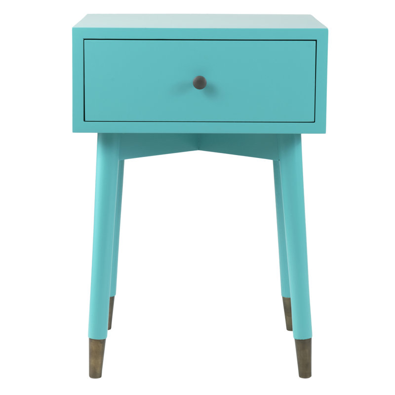 Table de chevet à 1 tiroir Mcglade, Turquoise