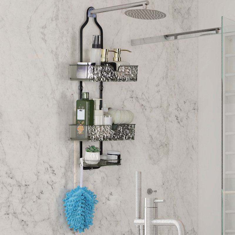 Serviteur de douche suspendu en métal pour salle de bain avec deux boîtes à savon et crochets en métal
