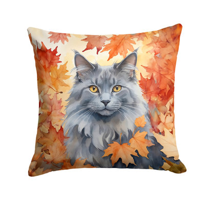 Nebelung Cat in Fall Leaves Throw Pillow