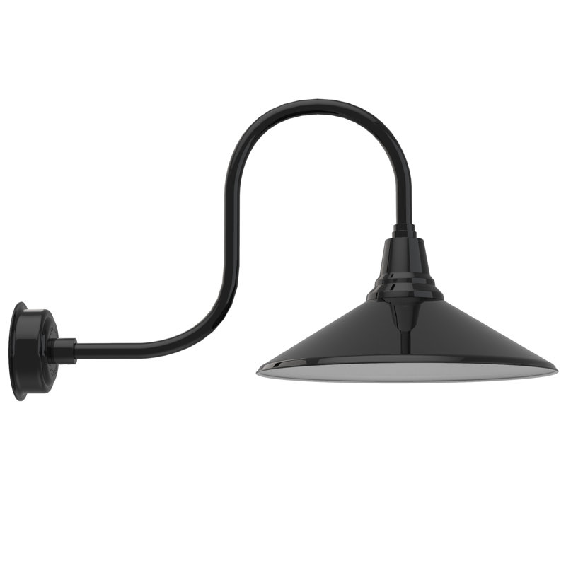 Luminaire de grange d’extérieur à del Albali, H 9 po x l 20 po x P 17 po, Noir