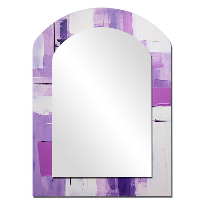Tachisme Purple Cubism Brush 3 - Abstract Arch Decorative Mirror On Metal