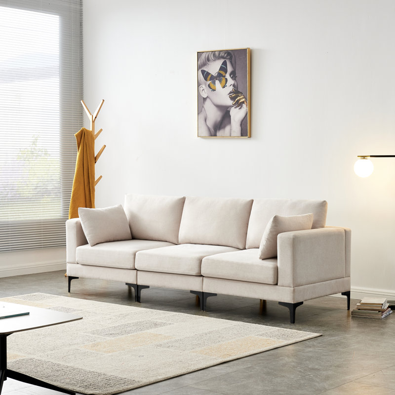 Dan 3 Seater Cotton Sofa, Ivory