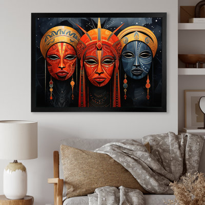 Cieron Red African Masks II - African Mask Wall Decor