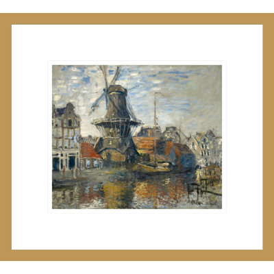 «The Windmill on the Onbekende Gracht Amsterdam» par Claude Monet, impression giclée encadrée