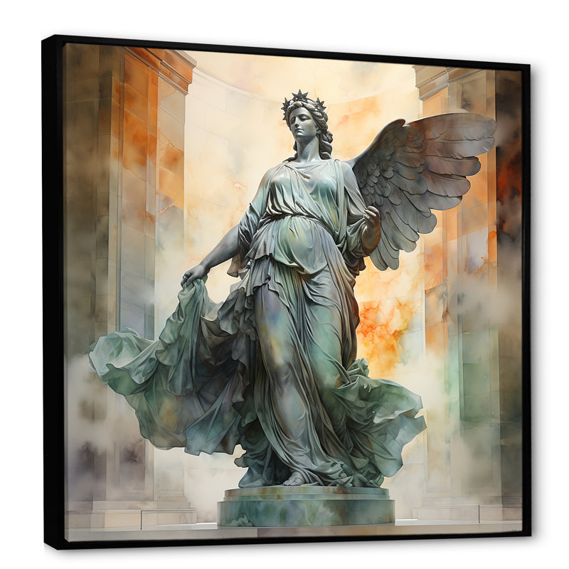 Sculpture Serenity Angel Christianity I, H 16 po x l 16 po x P 1 po, Cadre flottant noir