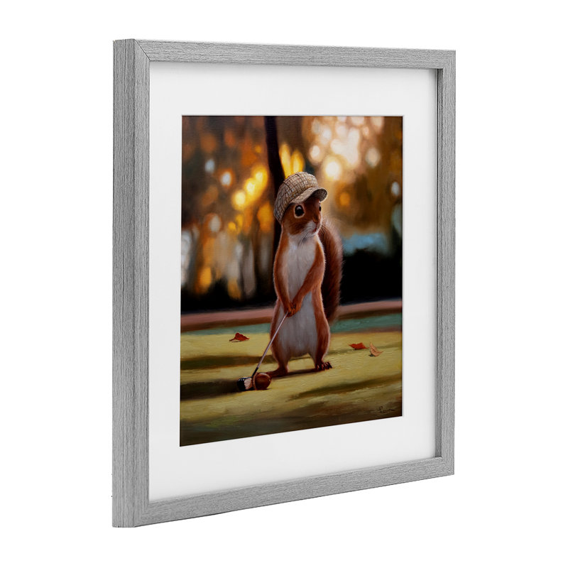 «Golf Nut Squirrel», reproduction sous verre encadrée, design par Lucia Heffernan, H 13 po x l 13 po