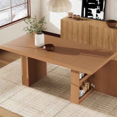 Table de salle à manger moderne pour 6 à 10 - plateau en bois épais, pieds cannelés, conception robuste et robuste
