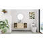 Meuble-lavabo double 48 po (pleine longueur) 48 po - 5 options de couleur de lavabo (motifs blanc / noir / marbre) + armoire en bois clair (type C)-1458886648