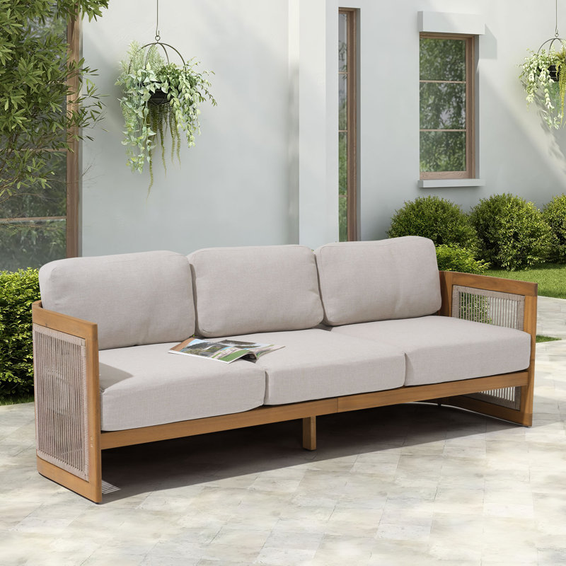Outdoor Acacia Wood Sofa With Cushions