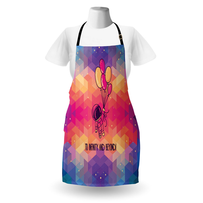 Tablier East Urban Home Astronaut unisexe, Doodle Space Man, taille adulte, rose multicolore