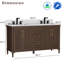 Meuble-lavabo autoportant 60 po avec lavabo blanc Carrara 60 po, texture cannelée, entièrement assemblé-458312702