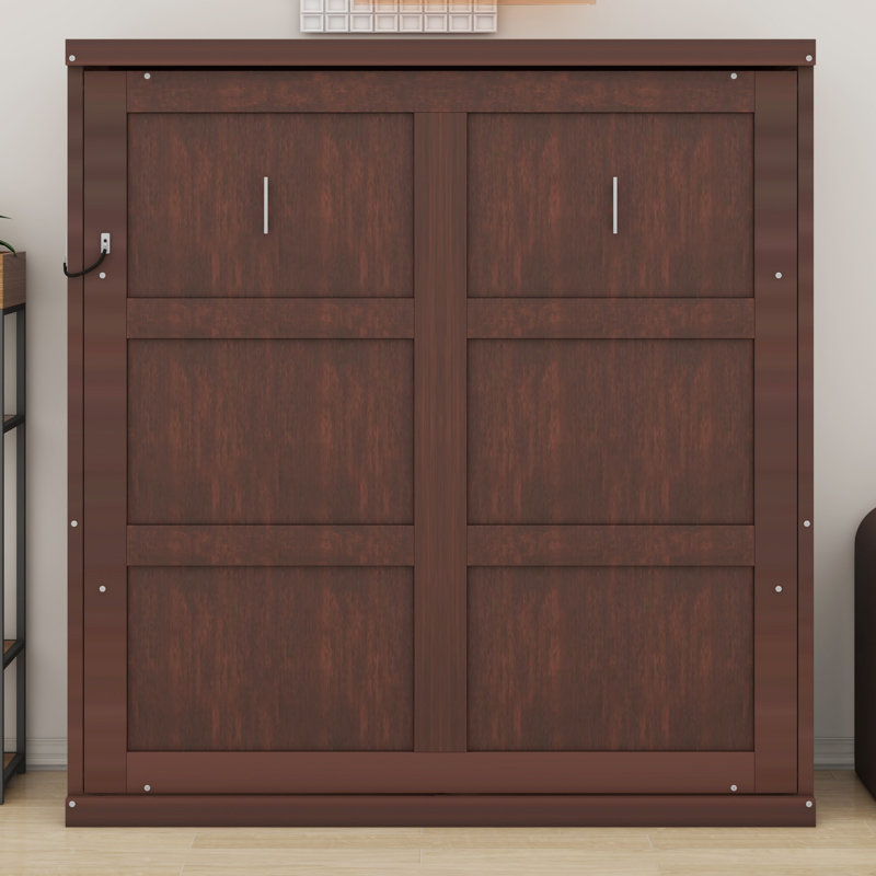 Lit escamotable compact se pliant dans une armoire pour les petits espaces, Espresso, Full / Double