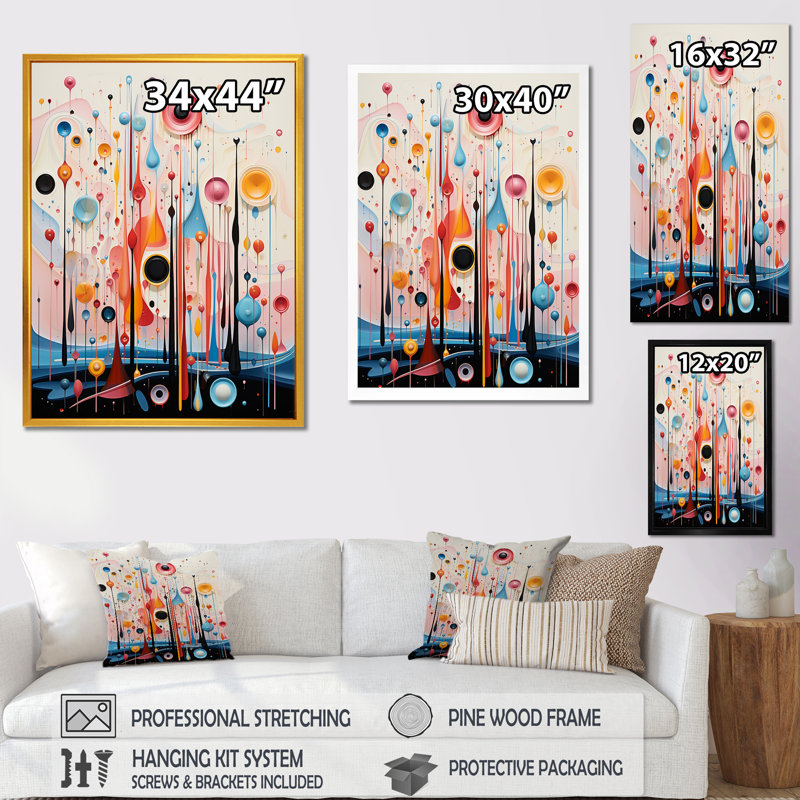 «Crystalline Consciousness Retro Pastel I», reproduction sur toile, Cadre flottant doré, 32" H x 16" W