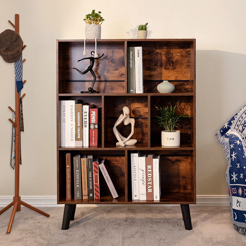 3-Tier Freestanding Open Cube Bookshelf, Brown