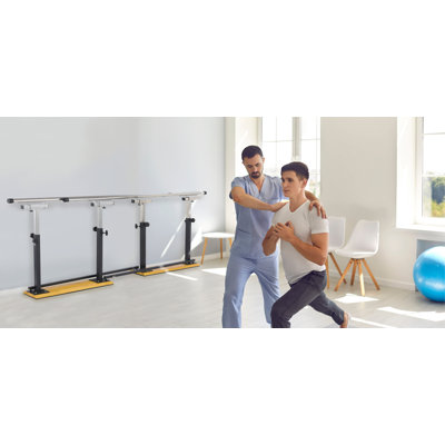 350 lbs. Capacity 7 ft. Heavy-Duty Steel Foldable Physical Therapy Adjustable Height Parallel Bars