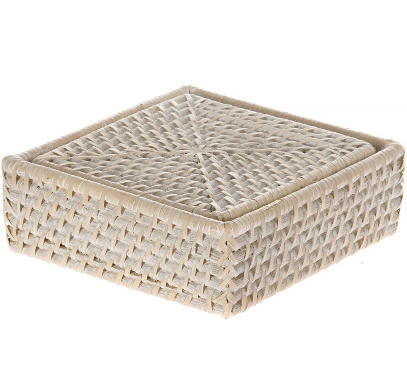 Bavan Square 4 Piece Coaster Set With Holder