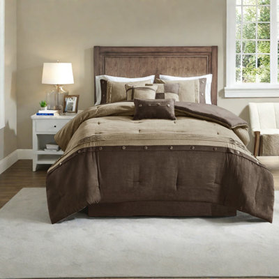 Rustic Faux Suede Bedding Sets, Polyester Comforter Lodge Style