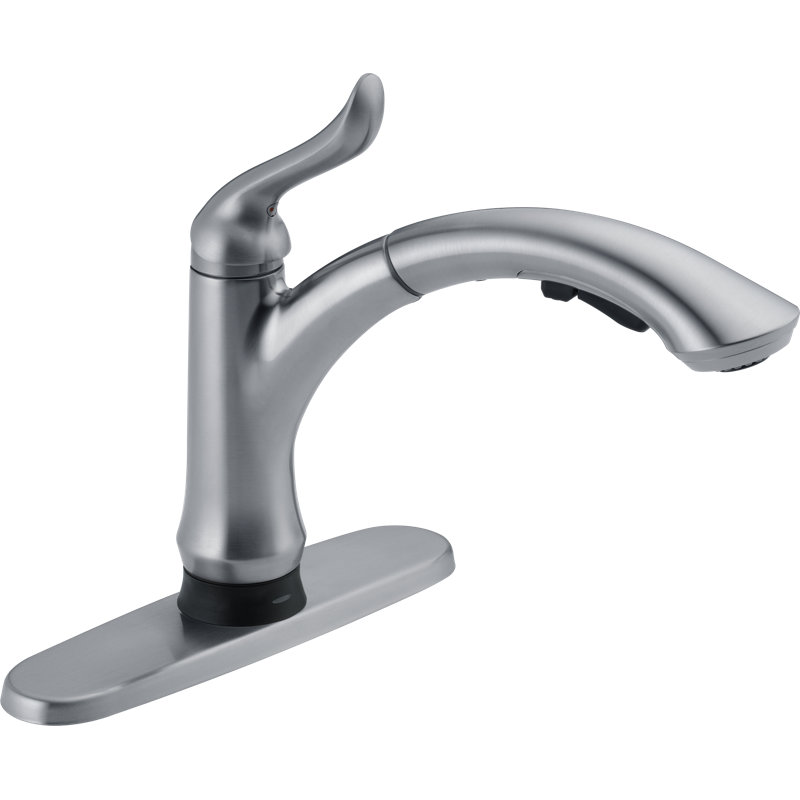 Linden Pull Out Sprayer Kitchen Sink Faucet, Single Handle Kitchen Faucet, Without Soap Dispenser, Arctic Stainless