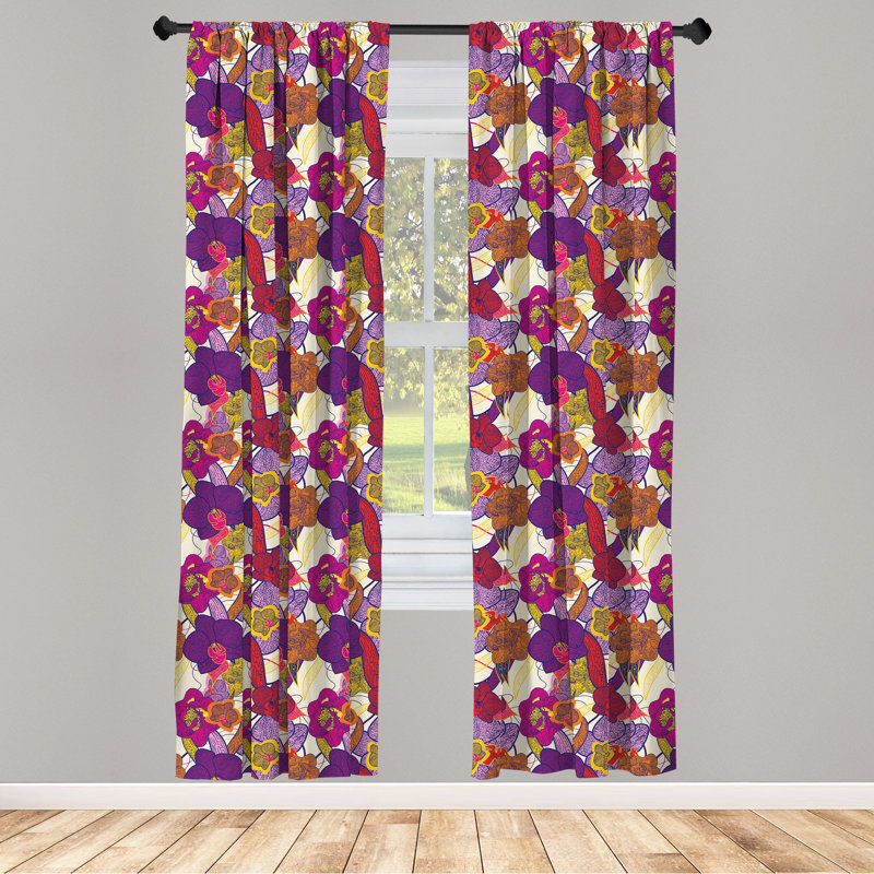Floral Semi-Sheer Rod Pocket Sliding Panel, 28" x 95"