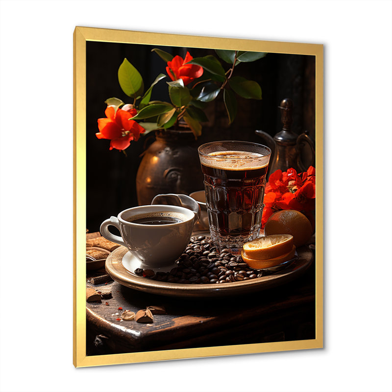 Aroma Cuban Coffee Harmony I, reproduction d'art sur toile, Cadre doré simple, H 20 po x l 12 po x P 1 po