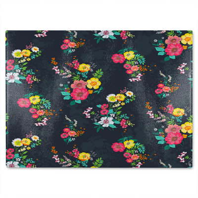 Floral Pattern Glass Chopping Board