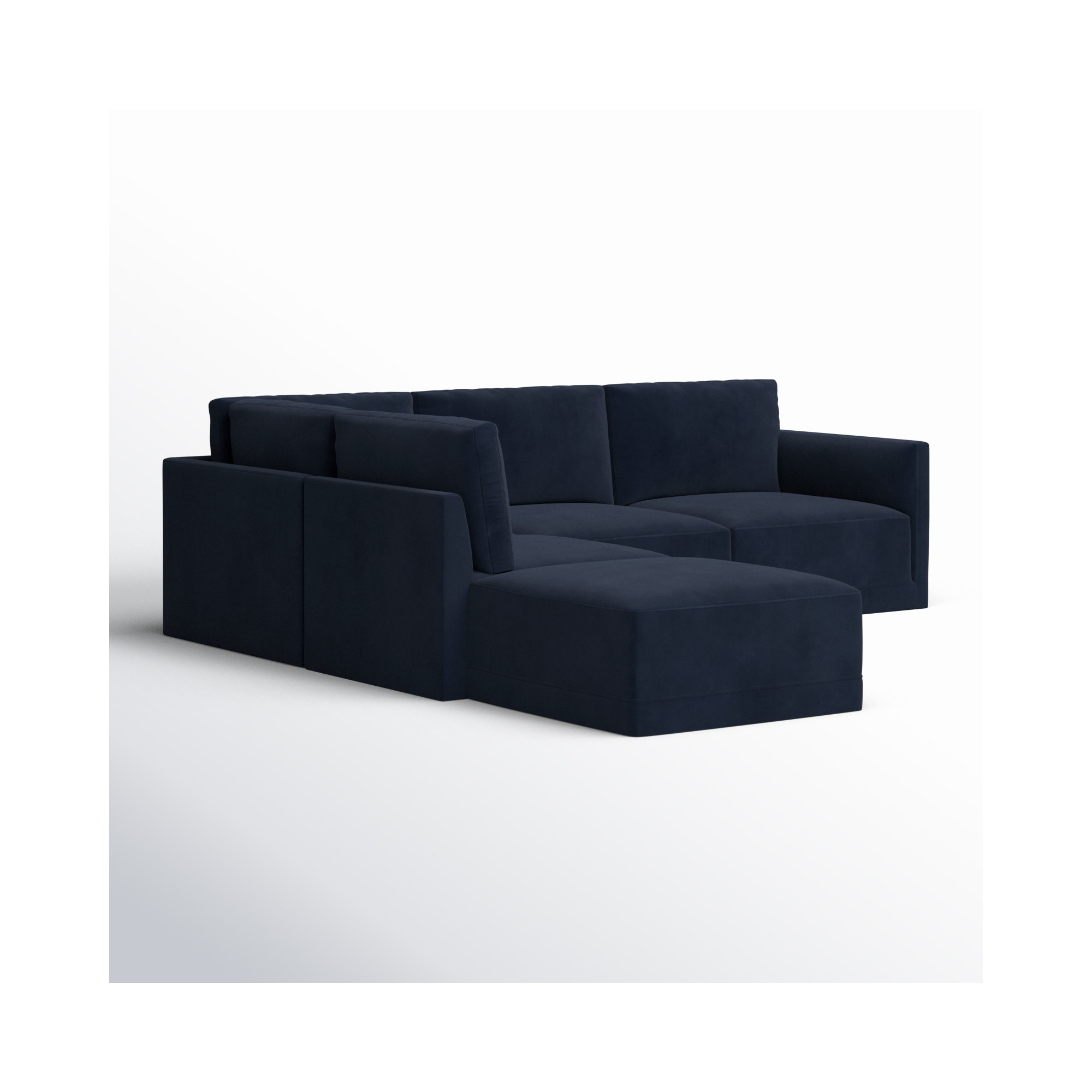 Deirdre Modular Upholstered Chaise L-Sectional, Navy