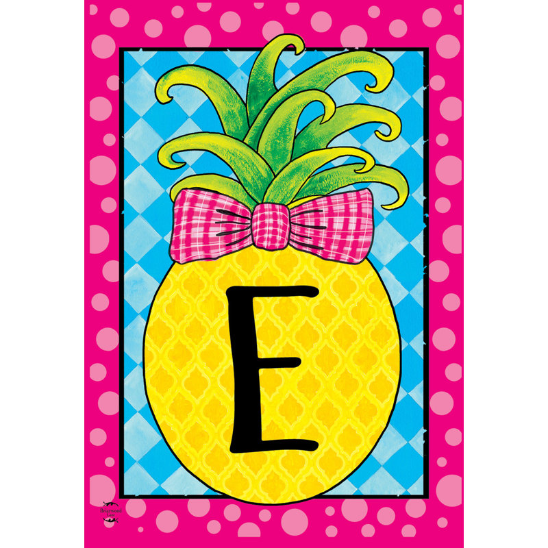 Drapeau de jardin ananas monogramme lettre E