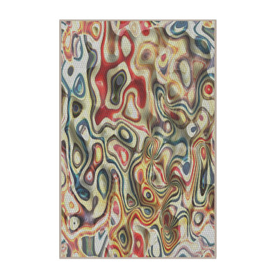 Tapis vert/rouge à motifs
