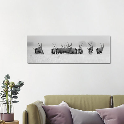 Oryx In The Rain by Kirill Trubitsyn - Wrapped Canvas Panoramic Print