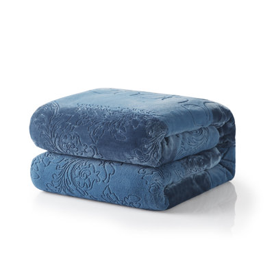  Embossed Flannel Sherpa Throw Blanket