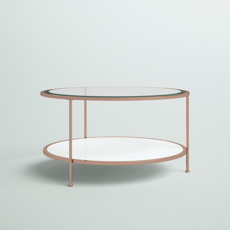 Linvel Glass Top Coffee Table, Antique Rose Gold