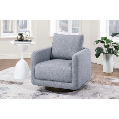 Modern Grey Boucle Swivel Chair With Plywood And Fibres, Supportive For Relaxed Posture Spring Foam, Back Pillow Long - Term Sitting