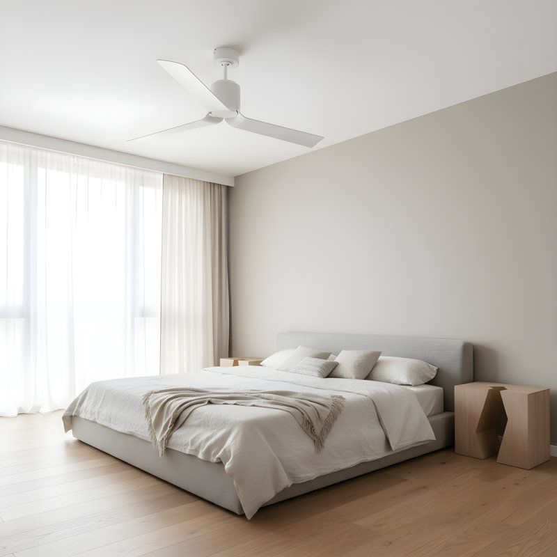 Visual Comfort Fan Peel Smart 52 LED Indoor Ceiling Fan with Threaded Downrod, Matte White ABS blades and Handheld Remote