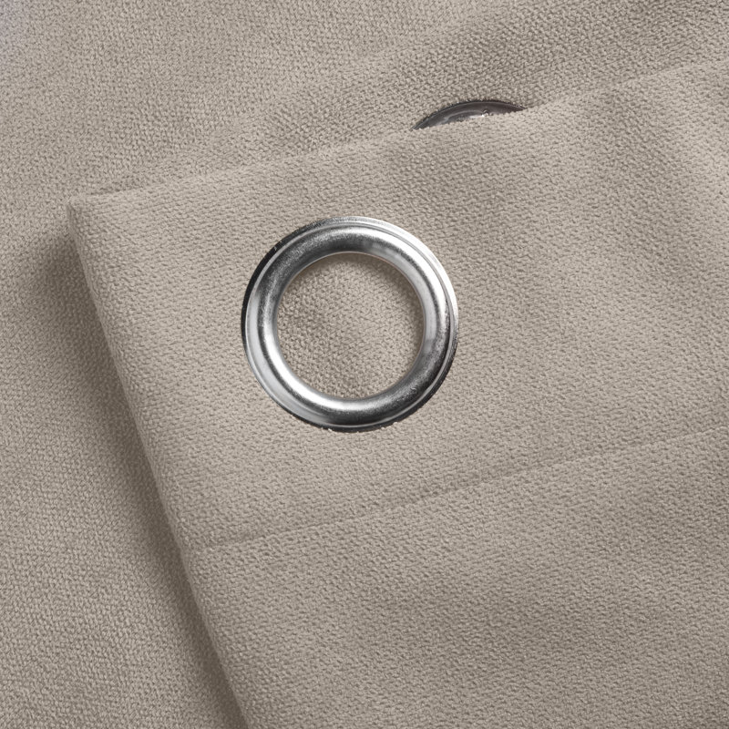 Nalaiyah Velvet Chenille Eyelet Curtains, 142cm Width x 137cm Drop, Taupe
