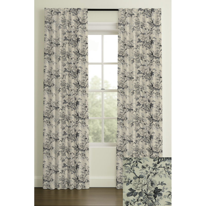 Vintage Floral Print, Blackout, Rod Pocket, 50" W x 132" L