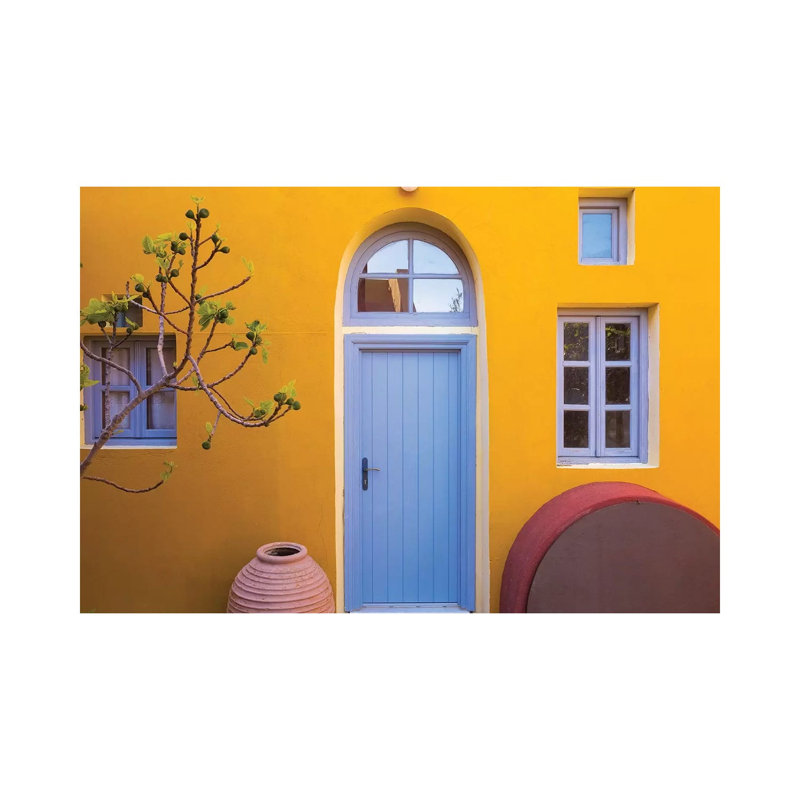 Greece, Thira. Colorful House Exterior. by Jaynes Gallery - Wrapped Canvas Print, 66.04 cm H x 45.72 cm W