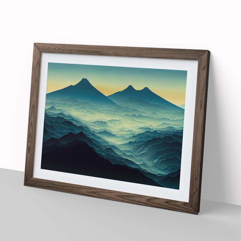 Blissful Mountain Sunrise - Framed Print, 34cm H x 46cm W x 2cm D, Walnut