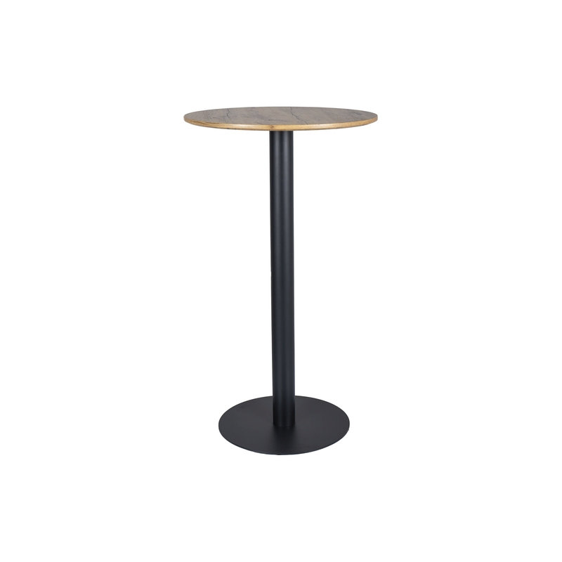Errill Round Metal Base Dining Table, Oak, 105cmH x 60cmL x 60cmW