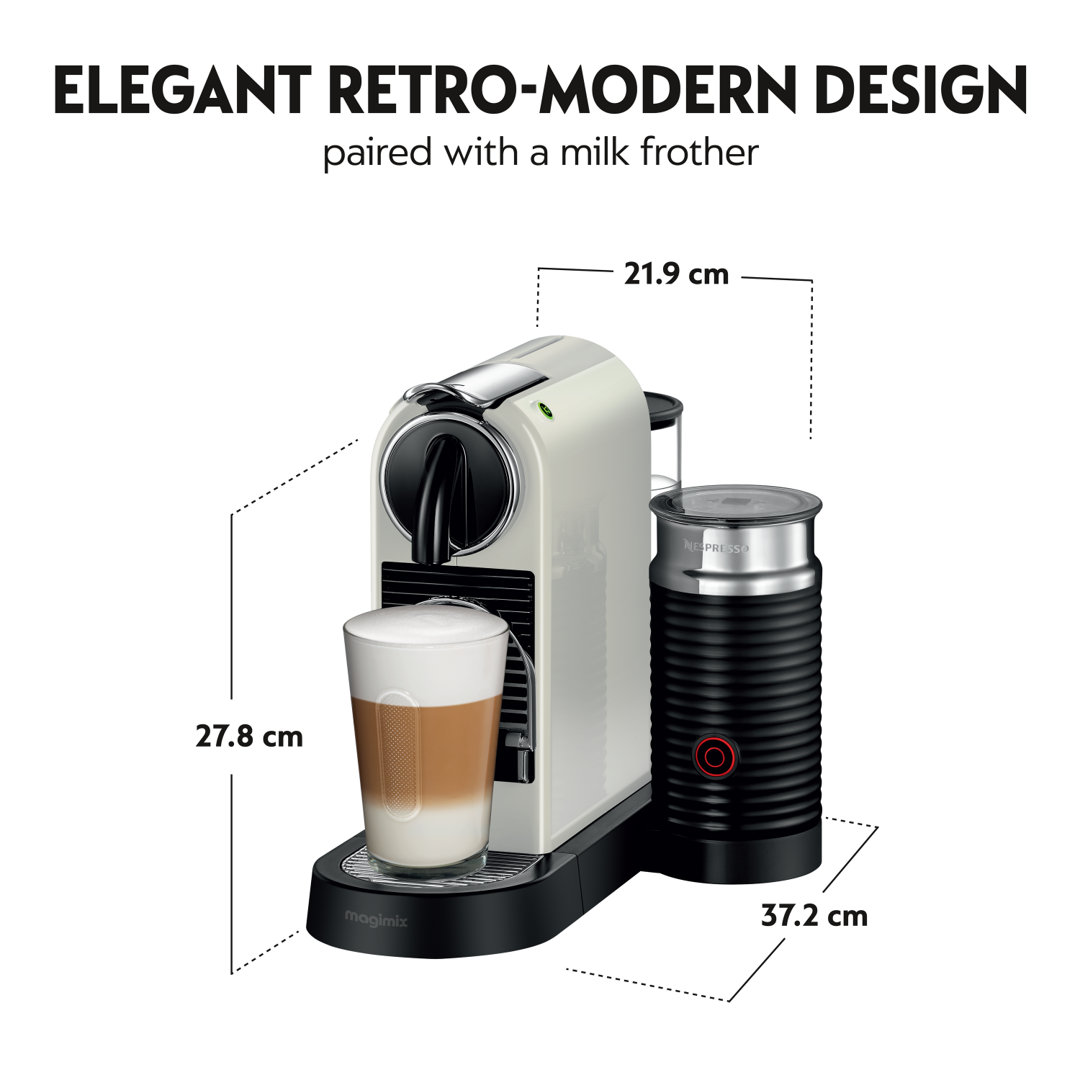 Nespresso CitiZ Original Coffee Pod Machine With Aeroccino Milk Frother by De'Longhi