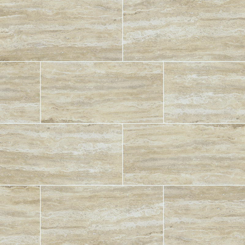 Linden 12 in. x 24 in. Polished Porcelain Stone Look Floor and Wall Tile, Sienna