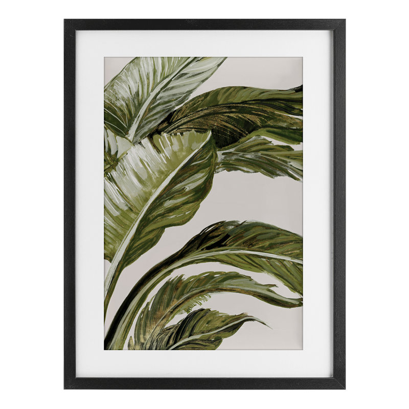 «Green Tropical Hues», reproduction sous verre encadrée, conception de Jacob Q, H 20 po x l 14 po, Cadre noir minuit