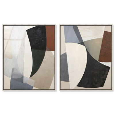 «Combed and Swirled I & III», ensemble de décorations murales modernes imprimées en acrylique encadrées par Art Remedy, cadre argenté, 16 x 20