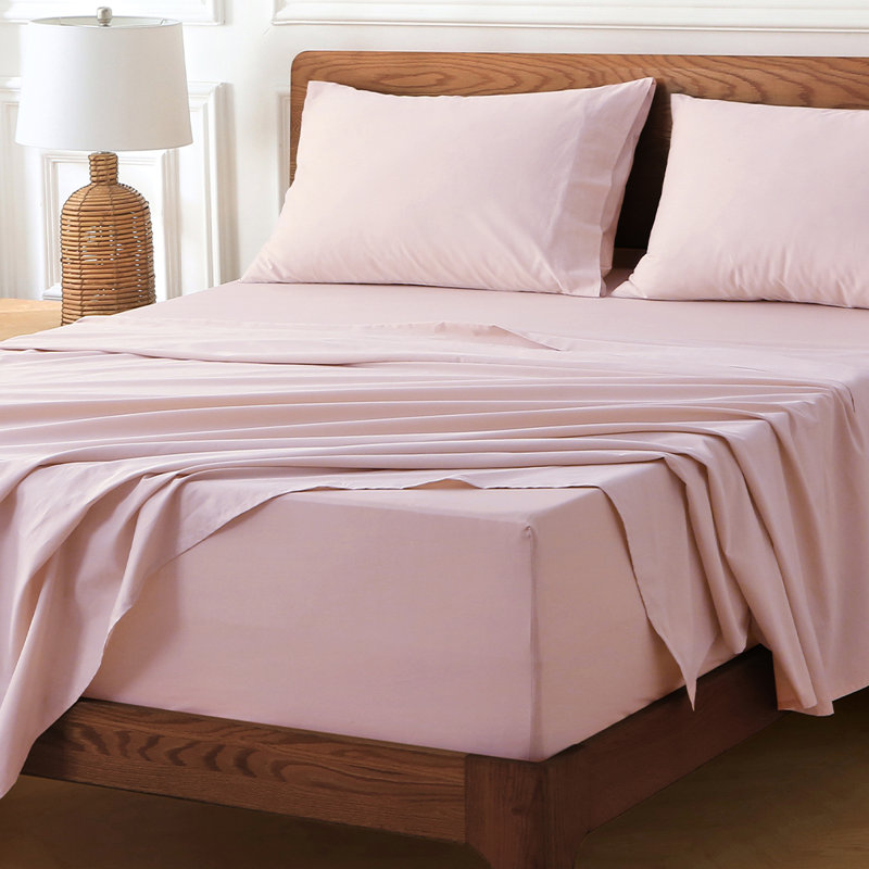 Ensemble de draps 100% coton Hyprest avec poche très profonde de 18 à 24 po, Ensemble de draps pour très grand lit avec 4 piè