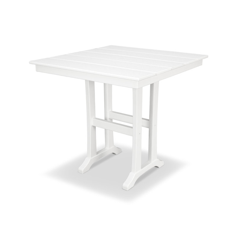 Table de comptoir à tréteaux Farmhouse, l 37,5 po x L 37,63 po x H 37 po, Blanc classique